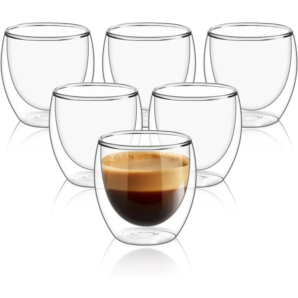 Double Wall Mug - 6 pcs Clear Double Wall Glass