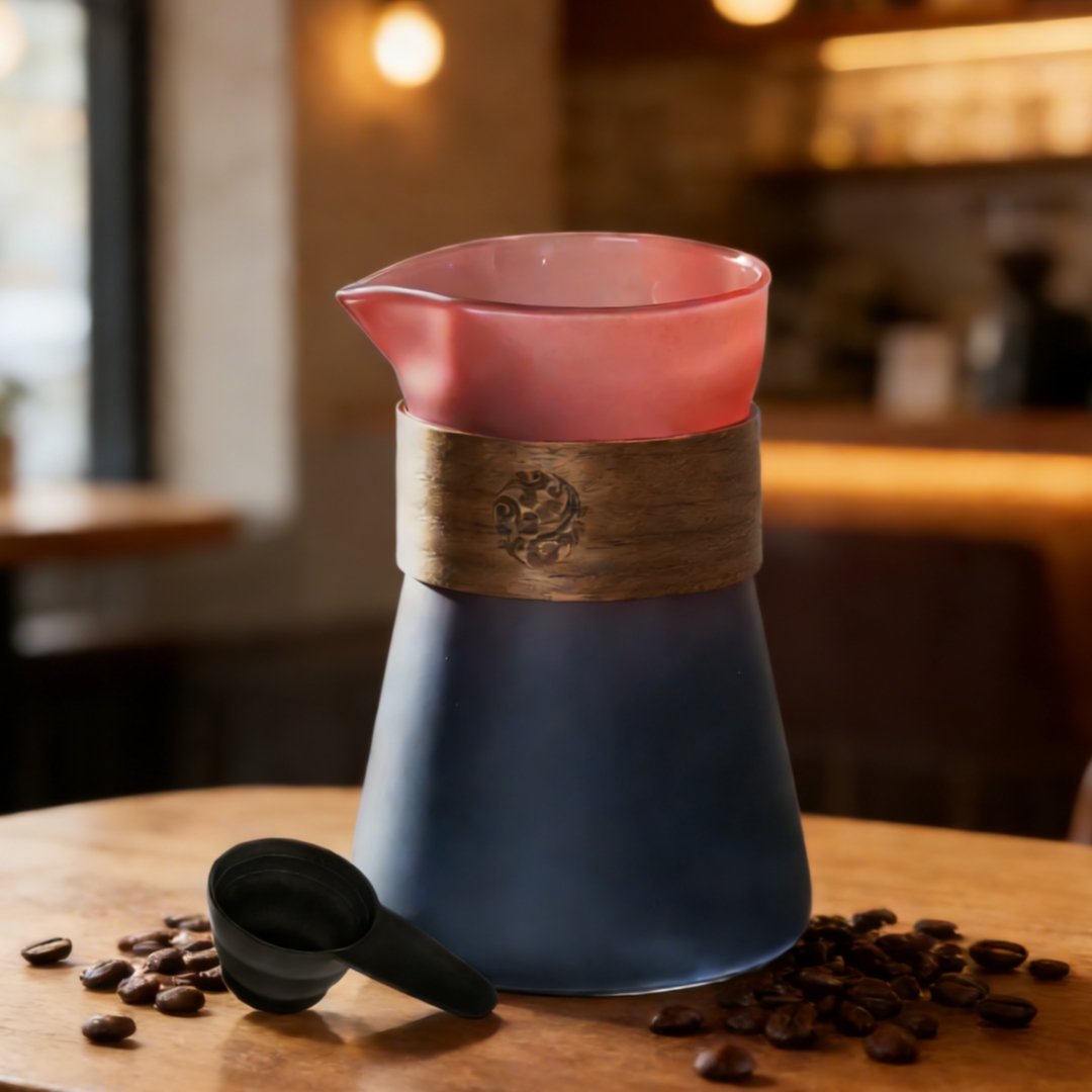 Coffee Tea Decanter - 16oz Glass Coffee Carafe with Wood