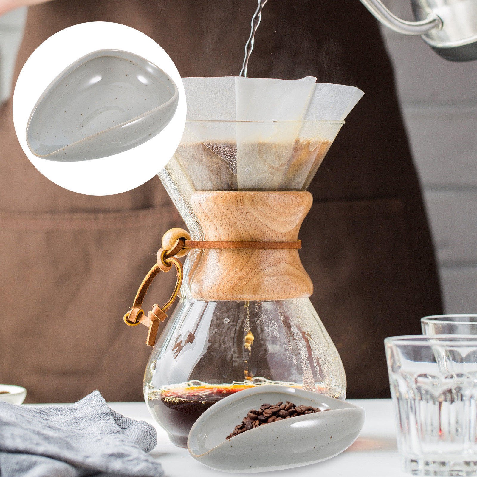Coffee Tea Beans - Ceramic Coffee Bean Tray Multi-Function Dosing