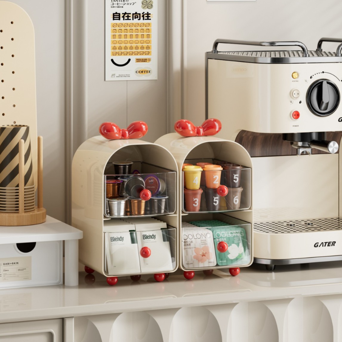 Coffee Tea Mix - Creamy Coffee Capsule Organizer, 2-Tier Drawer