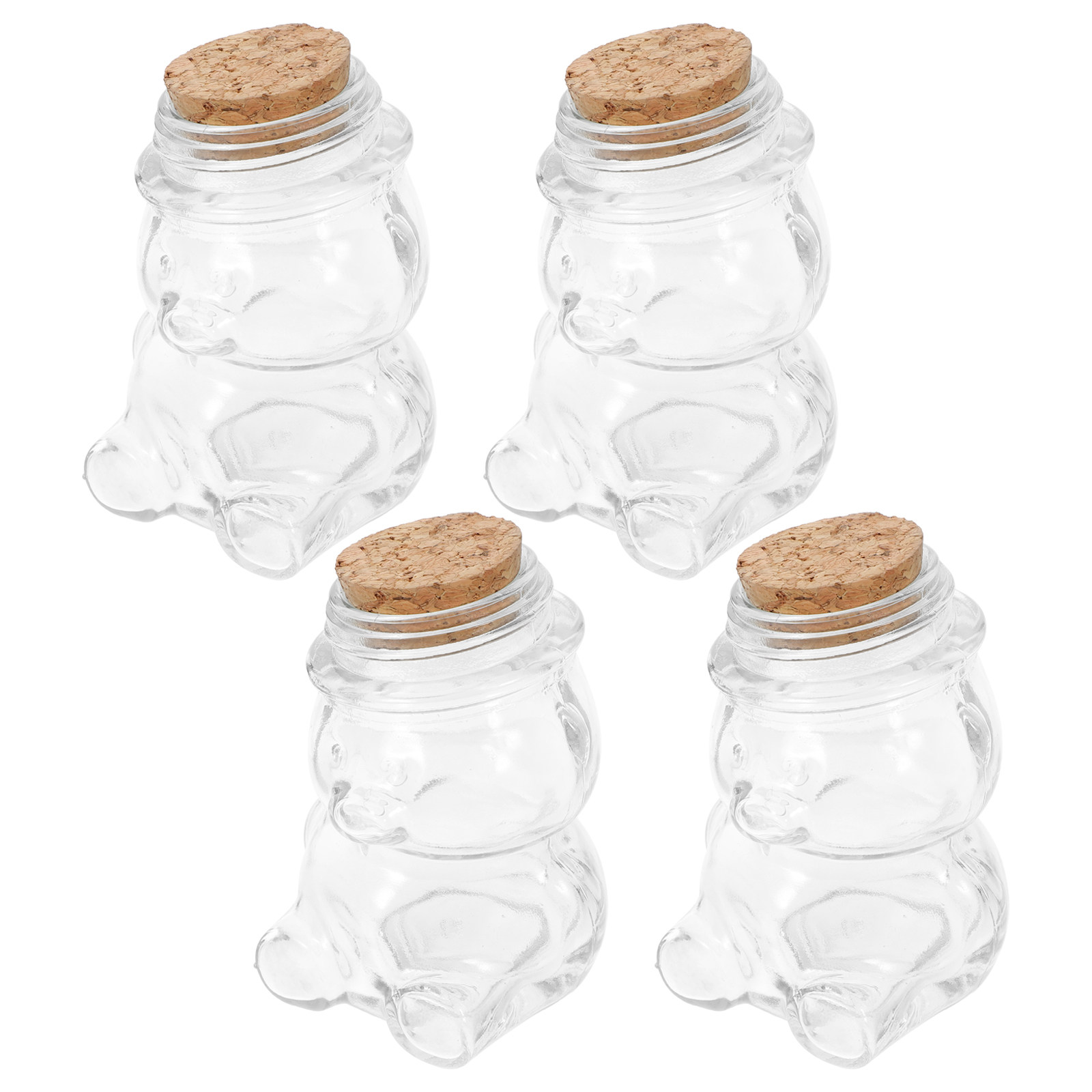 Tea Coffee Sugar Container - 4Pcs Glass Candy Jar Set Transparent
