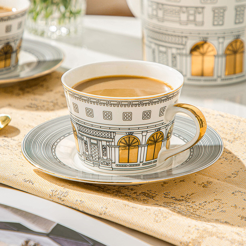 Coffee Tea Mix - Architectural Cup and Saucer Coffee Mug