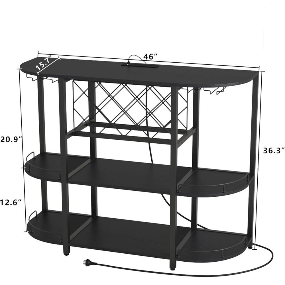 Black 3-Tier Coffee Table with - Coffee & Tea Ken'S House 评论和价格