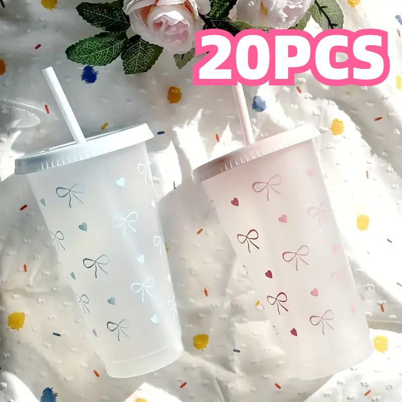 20Pcs Bowknot Plastic Cup with - Coffee Tea Day 评论和价格