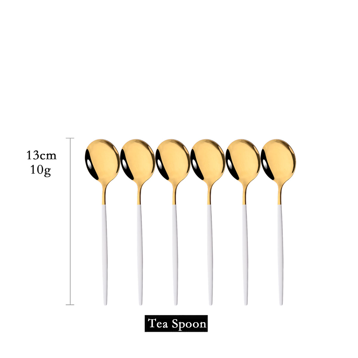 6Pcs Mirror White Gold Tea Spo - Coffee Tea Mix 评论和价格