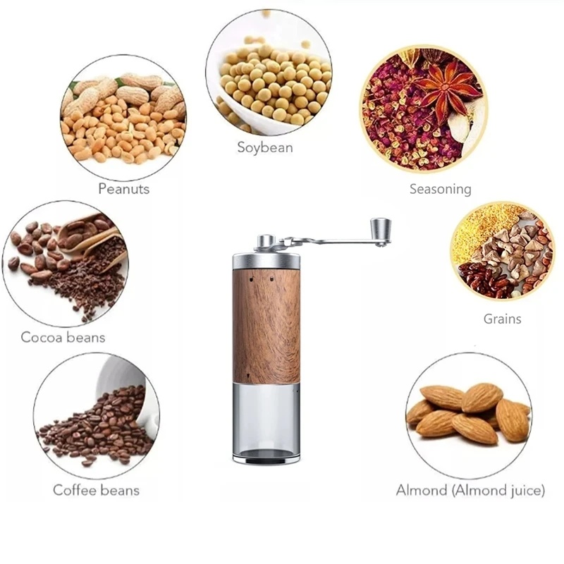 Portable Wood Grain Hand Coffe - Burr Hand Grinder 评论和价格