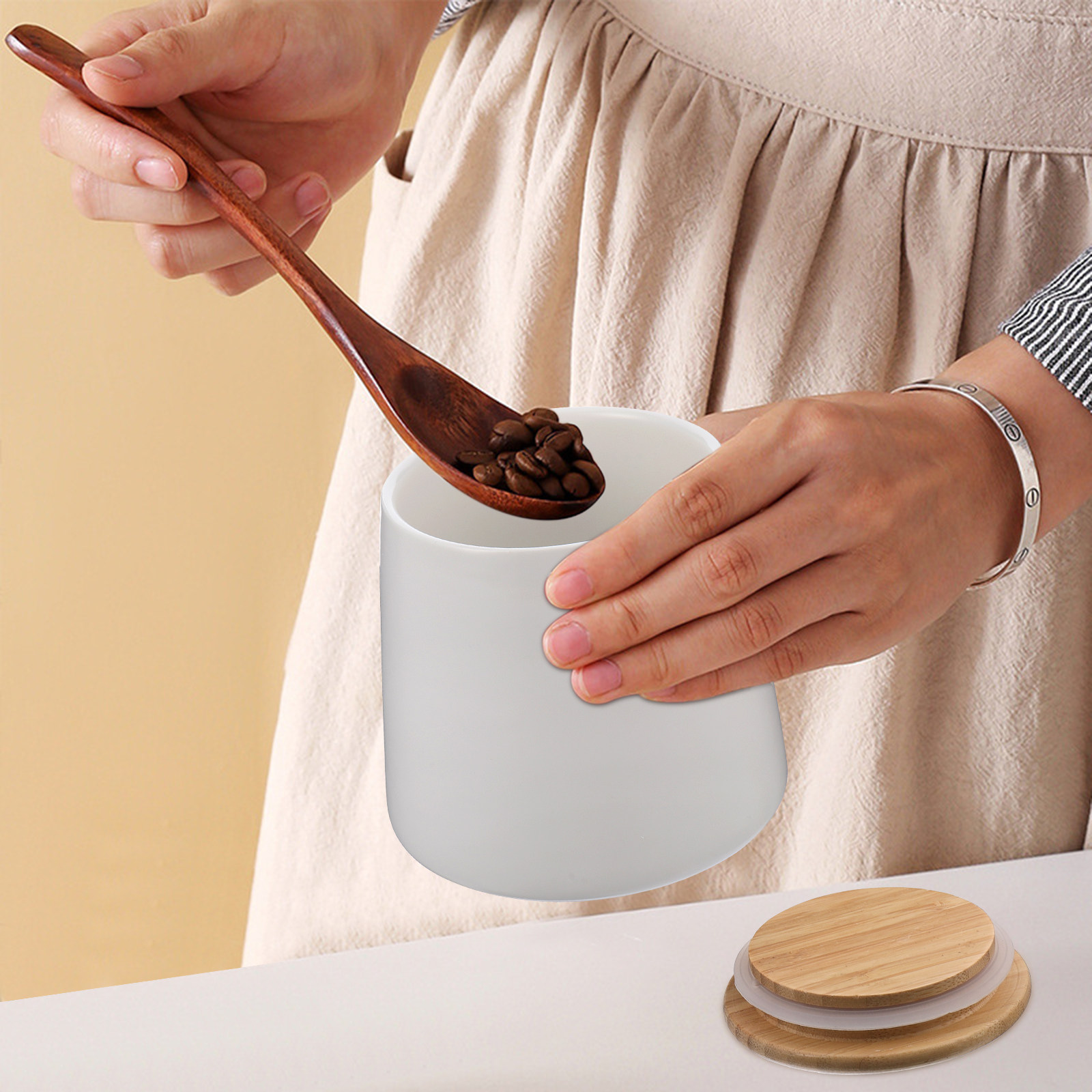 1Set Ceramic Storage Jar Nordi - Tea Coffee Sugar Container 评论和价格