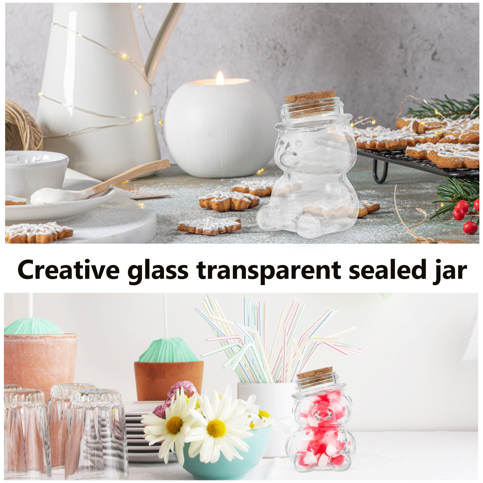 4Pcs Glass Candy Jar Set Trans - Tea Coffee Sugar Container 评论和价格