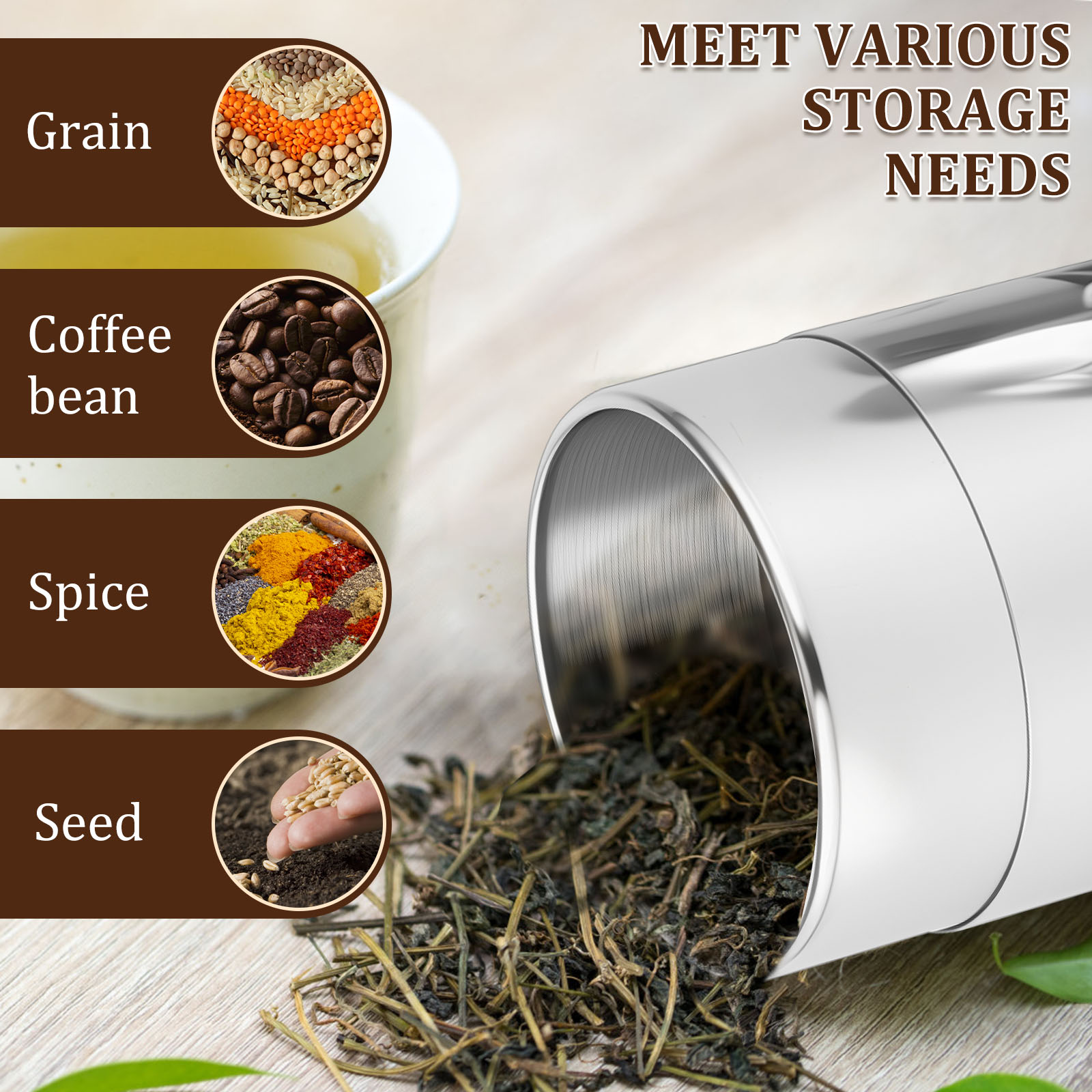 Stainless Steel Tea Leaf Tins  - Tea Coffee Sugar Container 评论和价格