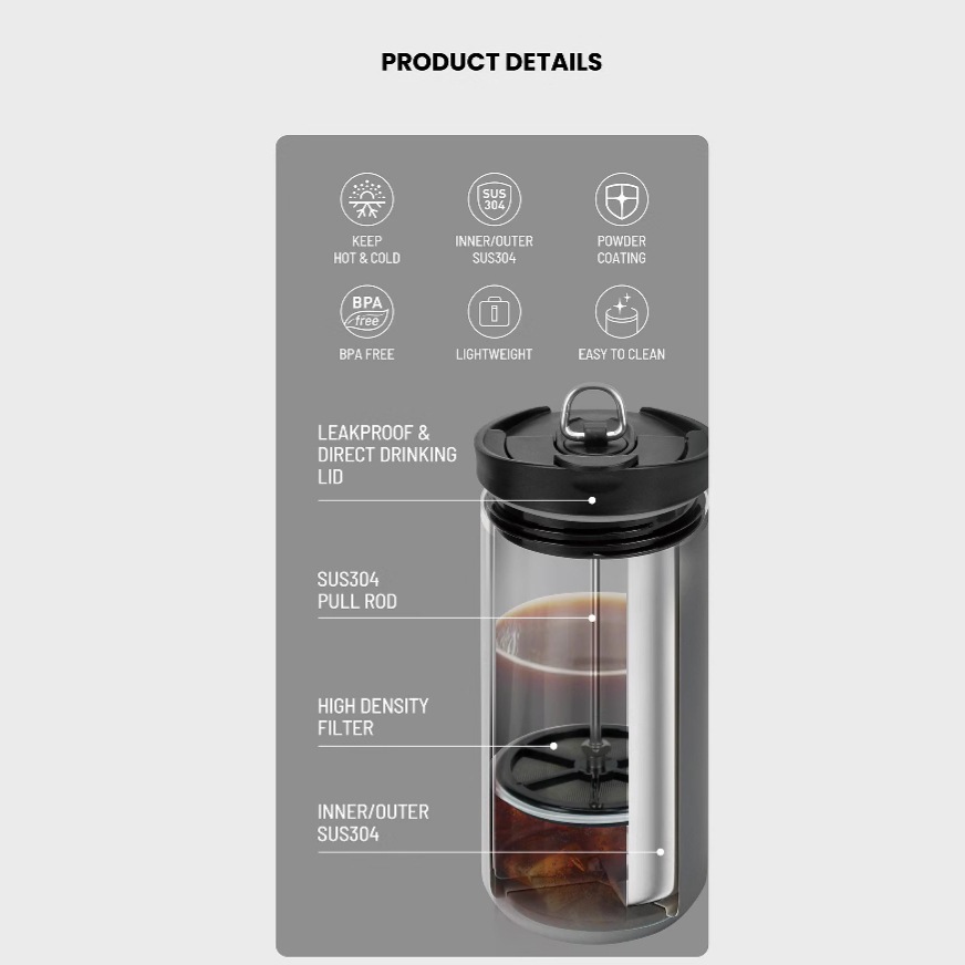 TYESO 600ML Outdoor Handmade C - French Press Glass 评论和价格