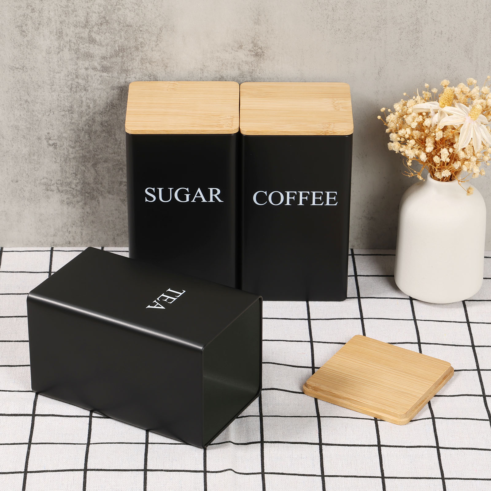 Coffee Bean Storage Jar Metal  - Tea Coffee Sugar Container 评论和价格